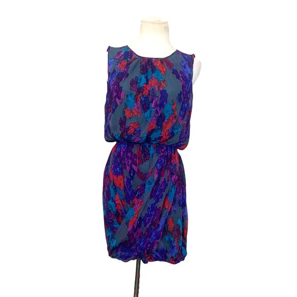 Tibi silk blue abstract print draped sleeveless dress size 2 - Picture 1 of 11